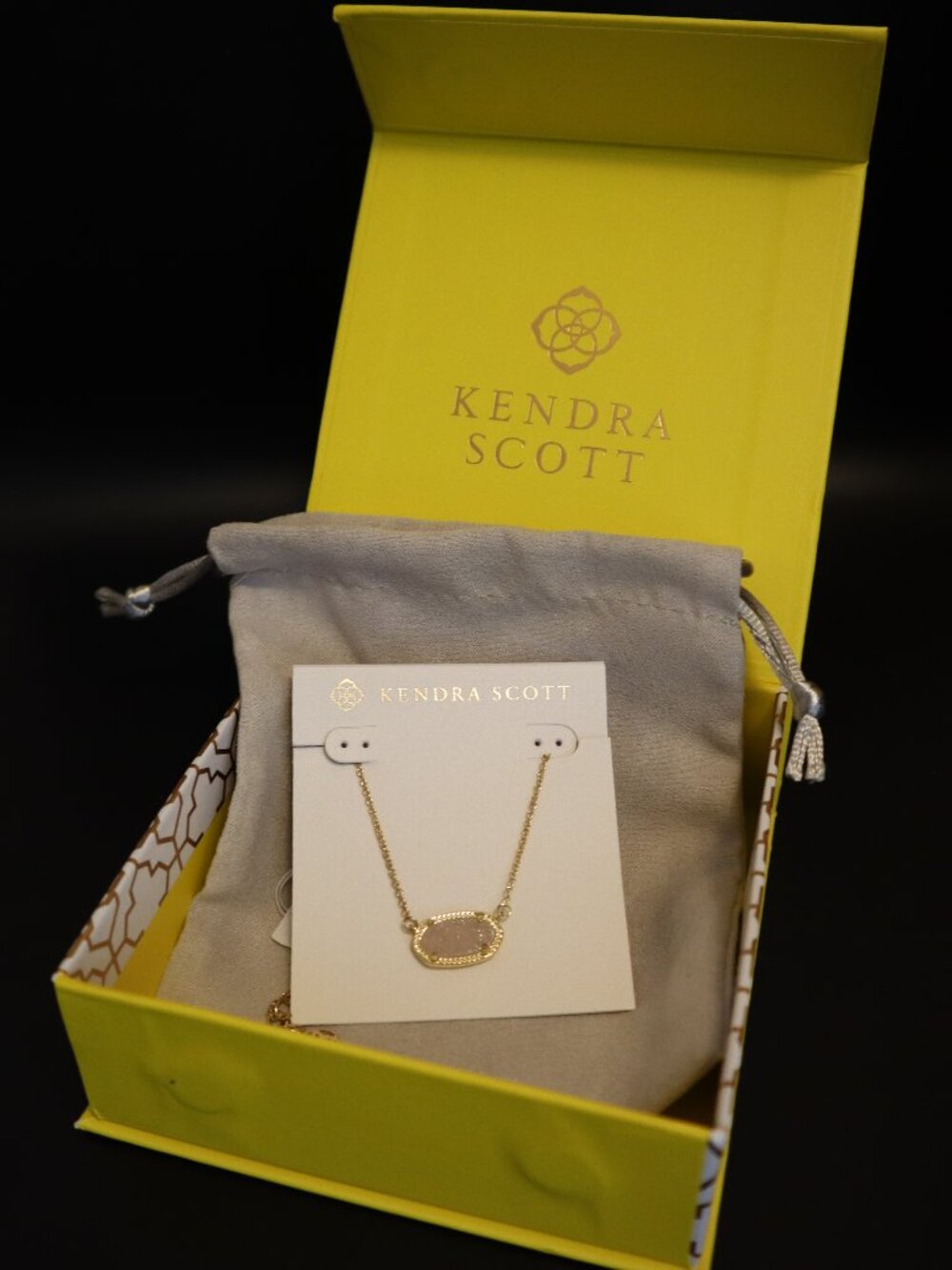 Kendra Scott Elisa Pendant Necklace- Gold Iridescent Drusy